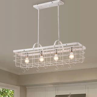 Antique White 4-light  Lantern Kitchen Island Chandelier