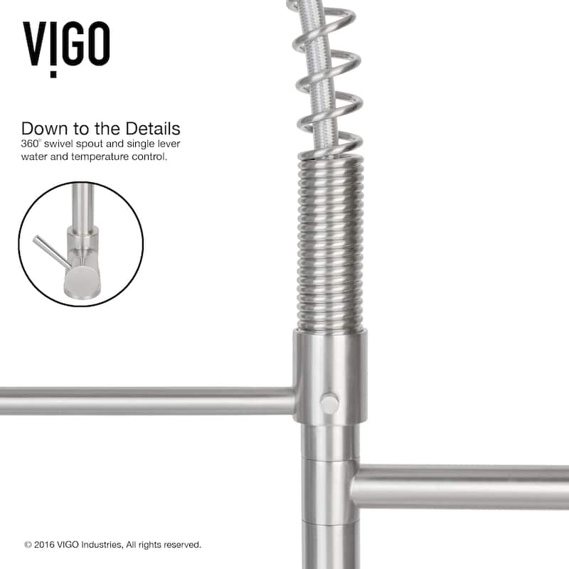 VIGO Zurich 27" H Single Handle Pull-Down Sprayer Kitchen Faucet