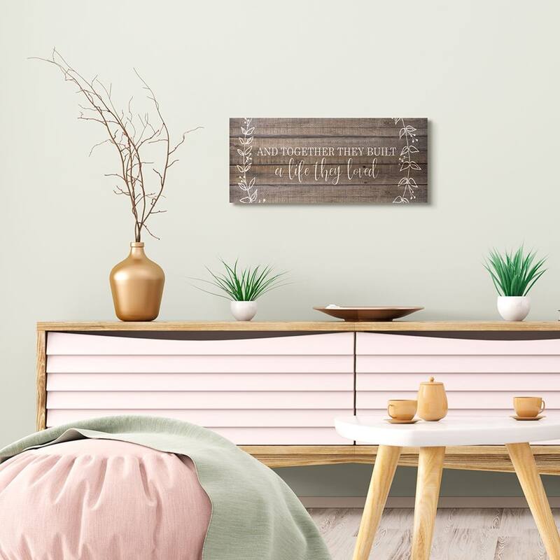 Stupell Together They Built Love Wood Pattern Vines Worded Phrase Canvas Wall Art
