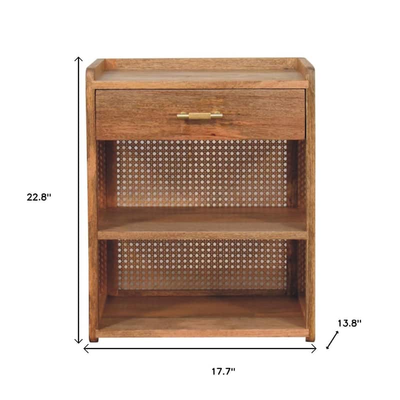 HomeRoots 23" Oak Solid Wood One Drawer Nightstand