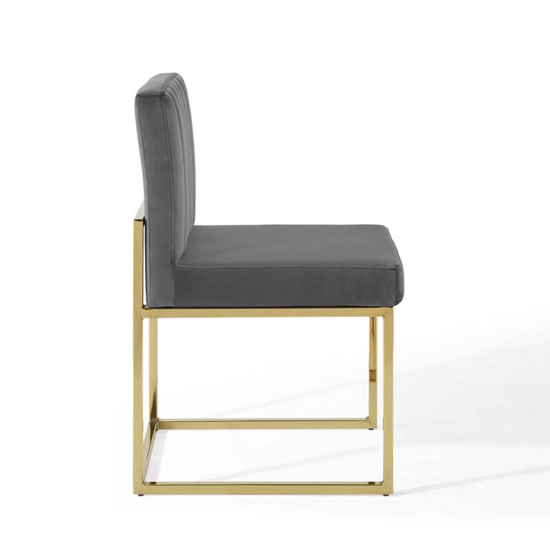 Silver Orchid Haussermann Channel Tufted Sled Base Velvet Dining Chair