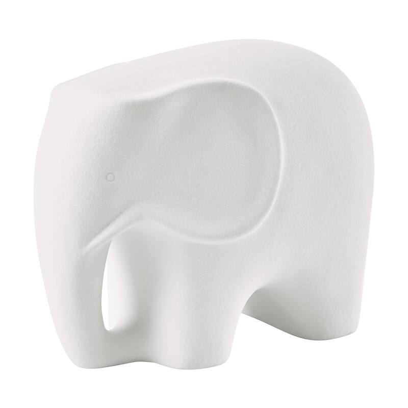 Abstract Elephant Ceramic Figurine - 8.5" - Matte White