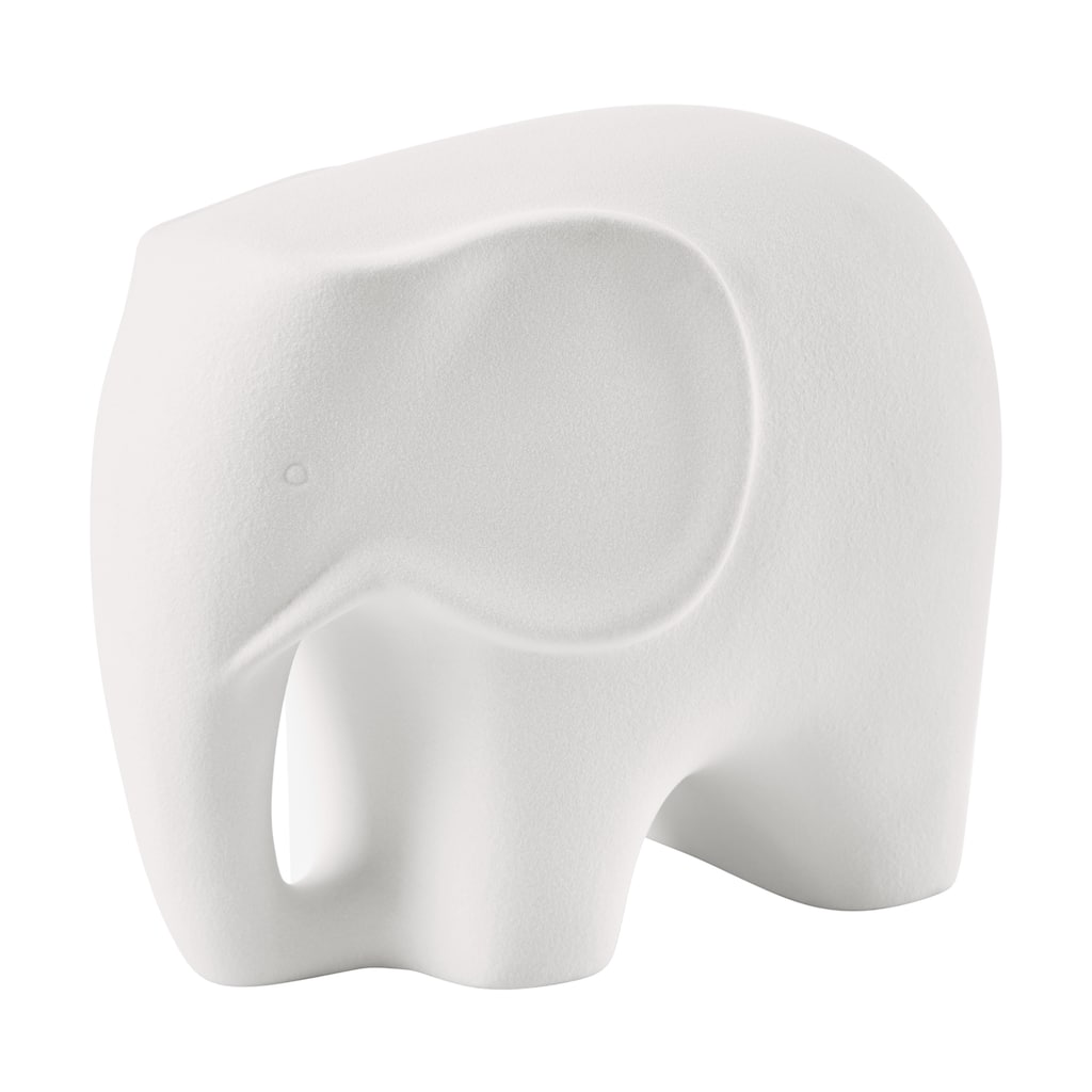 Abstract Elephant Ceramic Figurine - 8.5" - Matte White