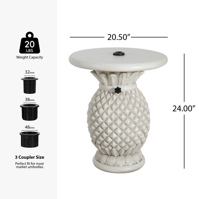 Christopher Knight Home - Lillian Classic Outdoor MGO Side Table Umbrella Base with Pineapple Design