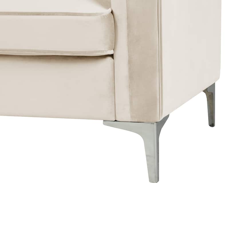 Morden Fort Modern 2 Pieces of Chair and Loveseat Set with Dutch Velvet Grey, Iron Legs