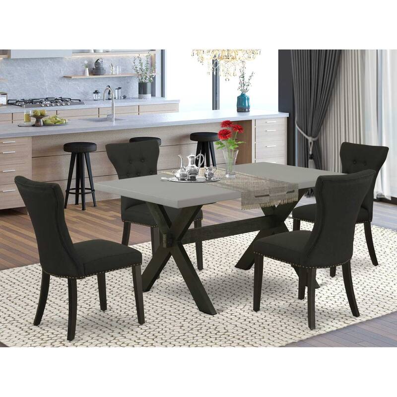 HomeStock 5-Piece Natural Oak Finish Solid Wood Top Dining table with 4 Chairs