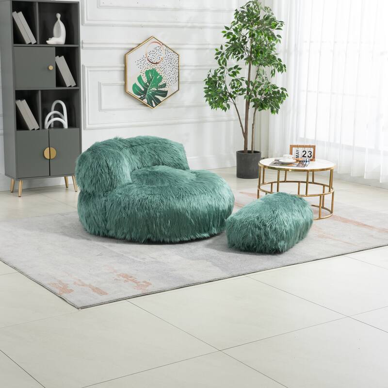 Bean Bag Chair,Floor Sofa with Handle,Accent Sofa Chair with Ottoman for Gaming Reading Relaxing - Mint Green