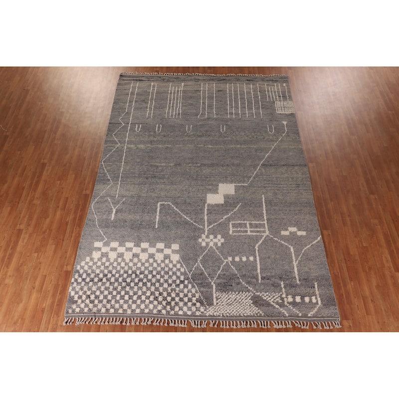 Moroccan Style Area Rug Handmade Wool Carpet - 8'11" x 12'9"