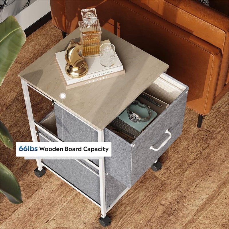 2 Drawer Mobile File Cabinet - 15.7"D x 15.4"W x 26.8"H