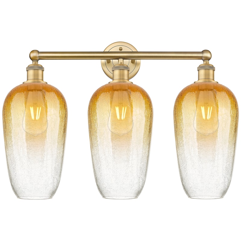Innovations Lighting Endless Possibilities Edison - Brookhaven Flute - 3 Light 25" Bath Vanity Light - Brushed Brass/Amber