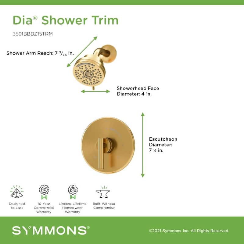 Symmons 3591B15TRM Dia HydroMersion Shower Only Trim Package with 1.5