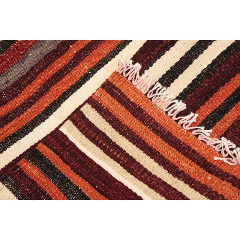 Hand Woven Oriental 100% Wool Carpet Southwestern Geometric Multi-Colored Kilim Area Rug - 9' 0'' X 4' 8''