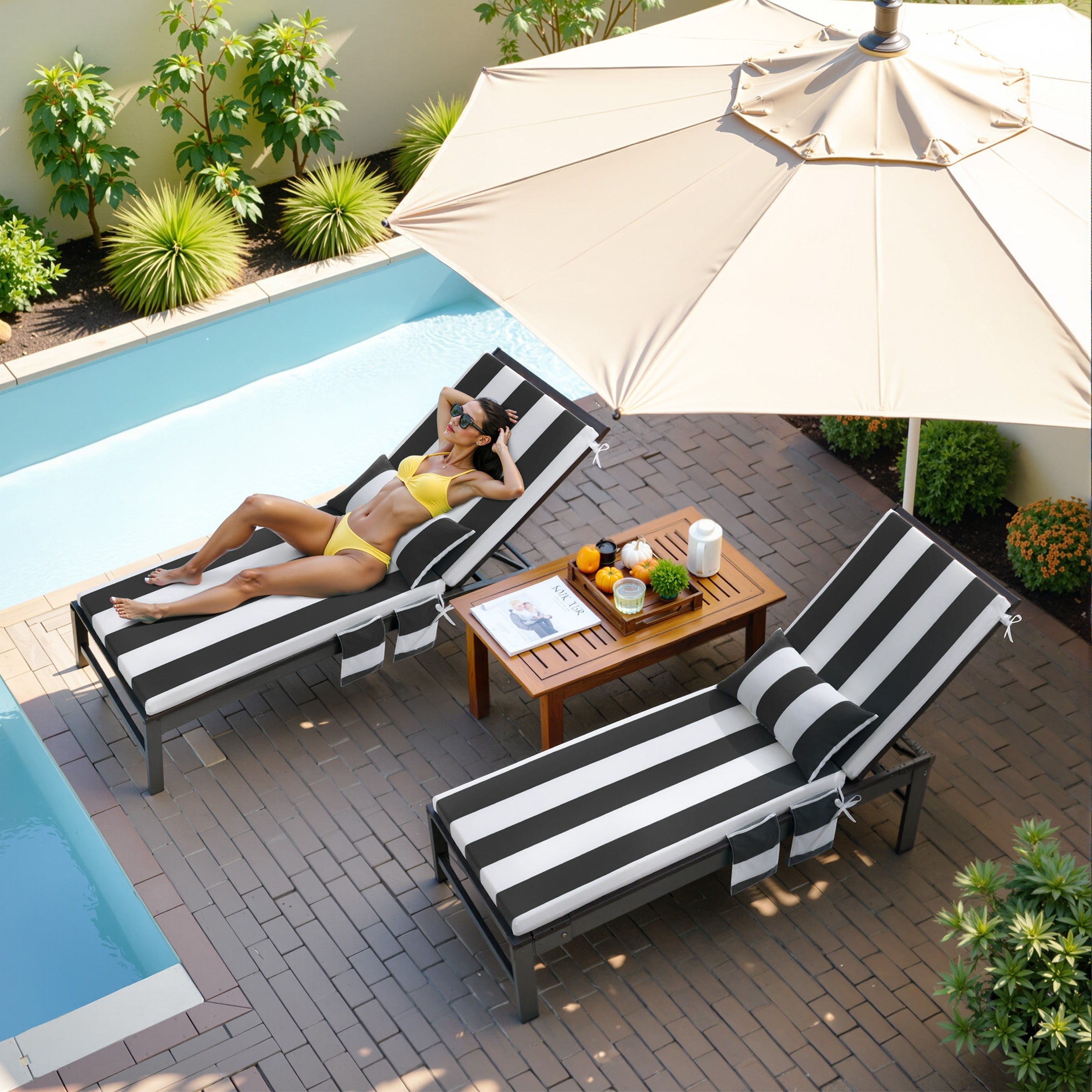 Pellebant Outdoor Lounge Chair Cushions with Pillow