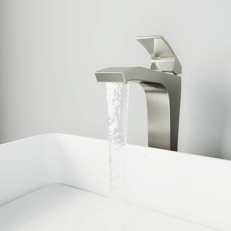 VIGO Blackstonian 12" H Single Handle Single Hole Bathroom Vessel Faucet in Matte Black