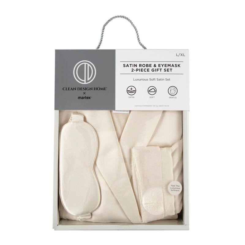Clean Design Home x Martex Satin Robe And Eyemask Gift Set