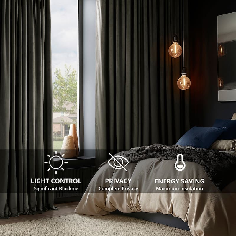 Exclusive Fabrics Signature Extra Wide Blackout Velvet Curtains (1 Panel) - Luxurious Blackout Drapes