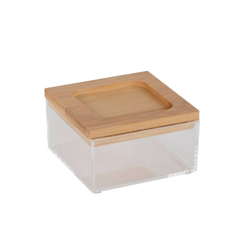 Simplify Clear Organizer with Bamboo Lid - 3.75"x 3.75"x 2.25" - Clear