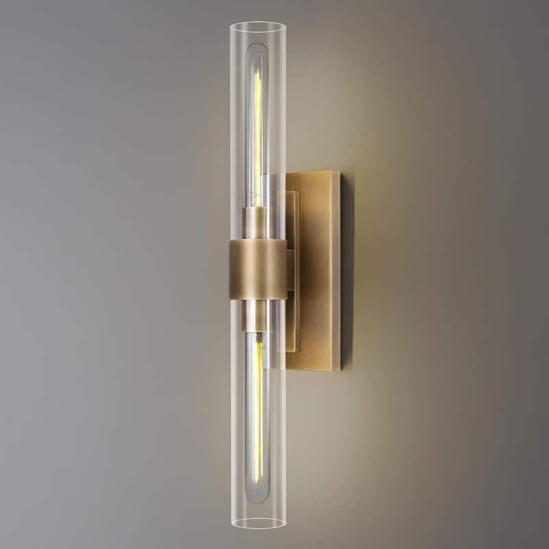 KAYLA Modern Glass Wall Sconces, Indoor Wall Lighting Wall Light Fixtures, Vanity Light with Glass Shade(2-Sets) - 1 - GOLD-24"-1 PACK