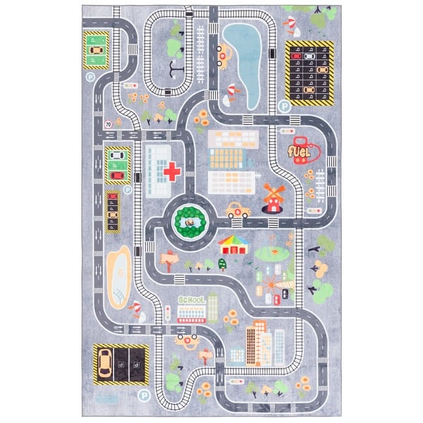 slide 1 of 1, SAFAVIEH Santa Monica Kids Secundina Kids Rug 4' x 6' - Light Grey/Grey - Rectangle