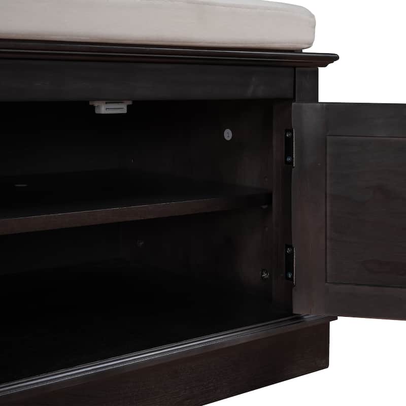 Entryway Storage Bench with 4 Doors and Adjustable Shelves