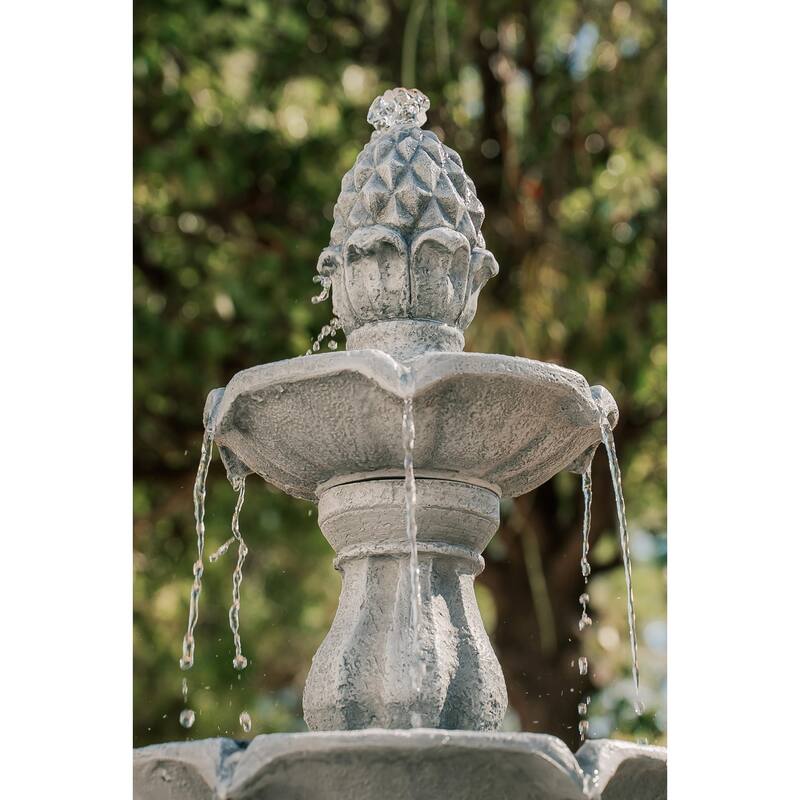 XBrand 51"H Fiber Resin Grey 3-Tier Freestanding Waterfall Fountain