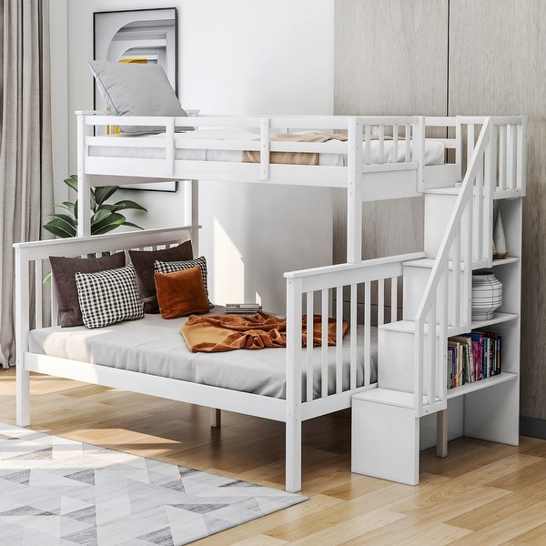 Rustic bunk beds with stairs deals