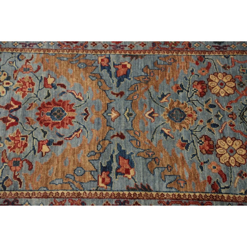 Hand Knotted Oriental 100% Wool Carpet Traditional All-Over Greys & Charcoal Ziegler Runner Rug - 11' 5'' X 2' 7''