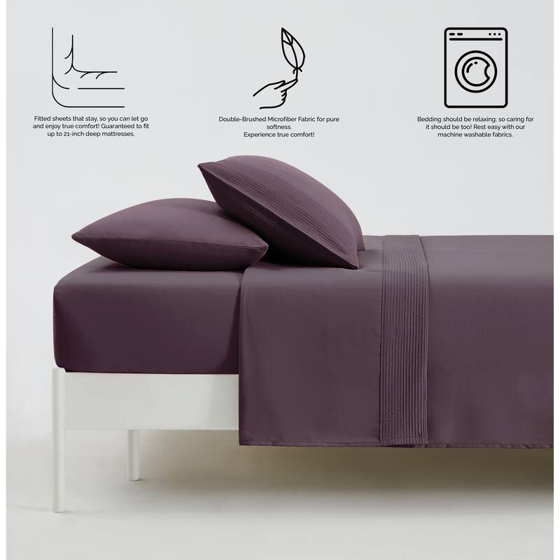 Vilano 21-inch Extra Deep Pocket 4-Piece Bed Sheet Set with Pleated Hem