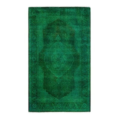 Contemporary Overdyed Wool Hand Knotted Area Rug - 3' 1" x 5' 3"