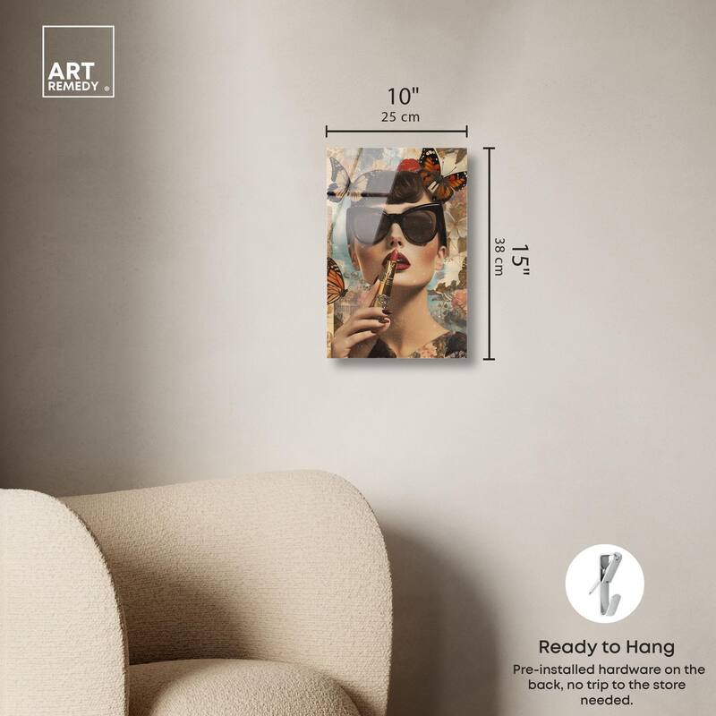 Iconic Lady Butterfly Collage II Acrylic by Art Remedy, Ready to Hang