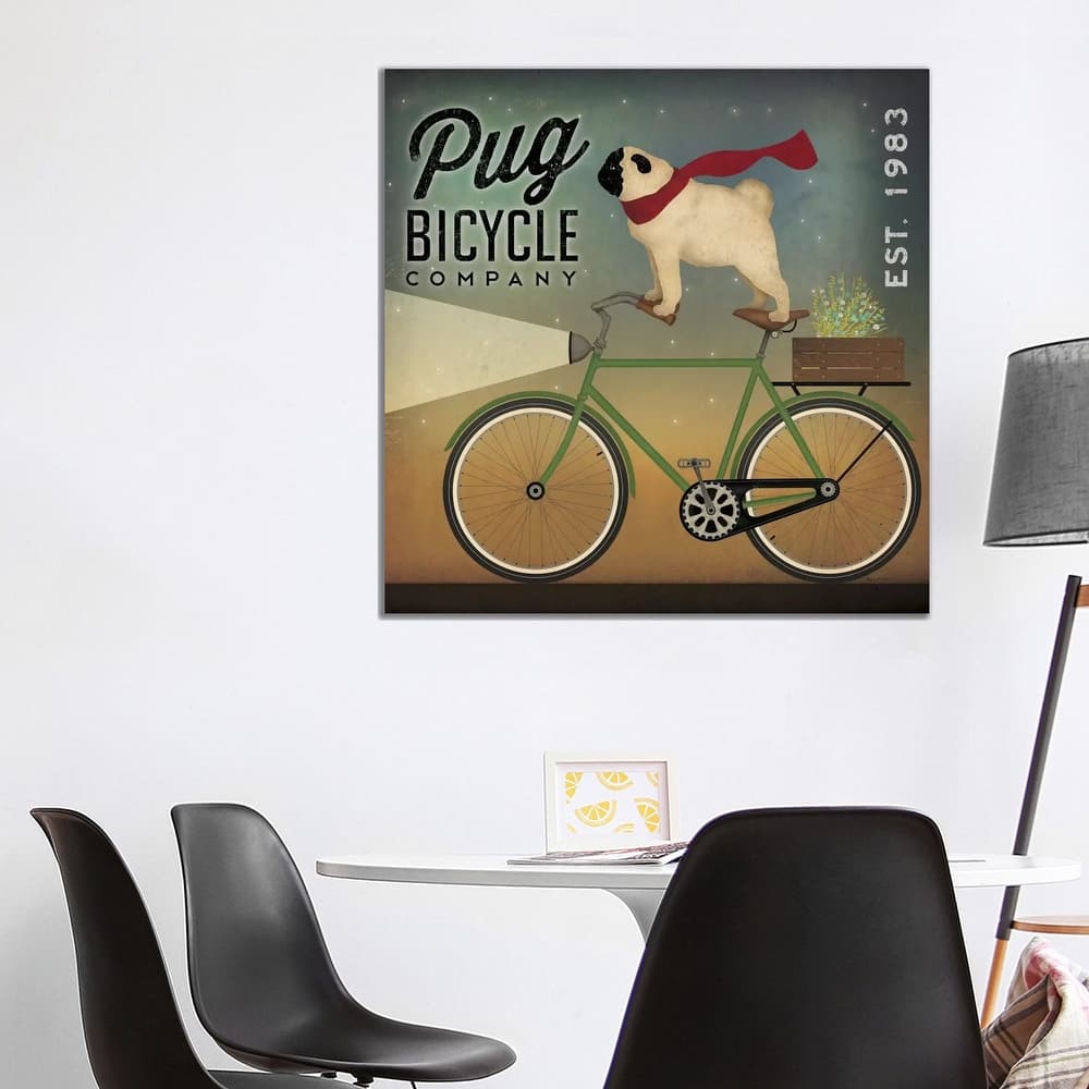 iCanvas "Pug Bicycle Co." by Ryan Fowler Canvas Print