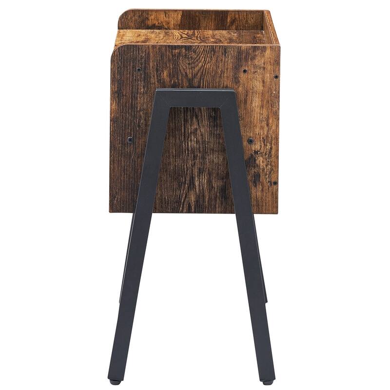 VECELO Gray Mid-Century Modern 3-Tier Stackable Nightstand Set of 1/2 Nightstands with Metal Frame for Bedroom Living Room