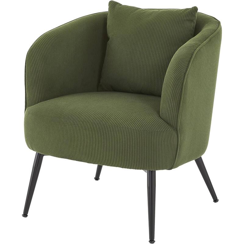 US Pride Furniture Modern Channel Corduroy Velvet Accent Chair with Black Metal Legs