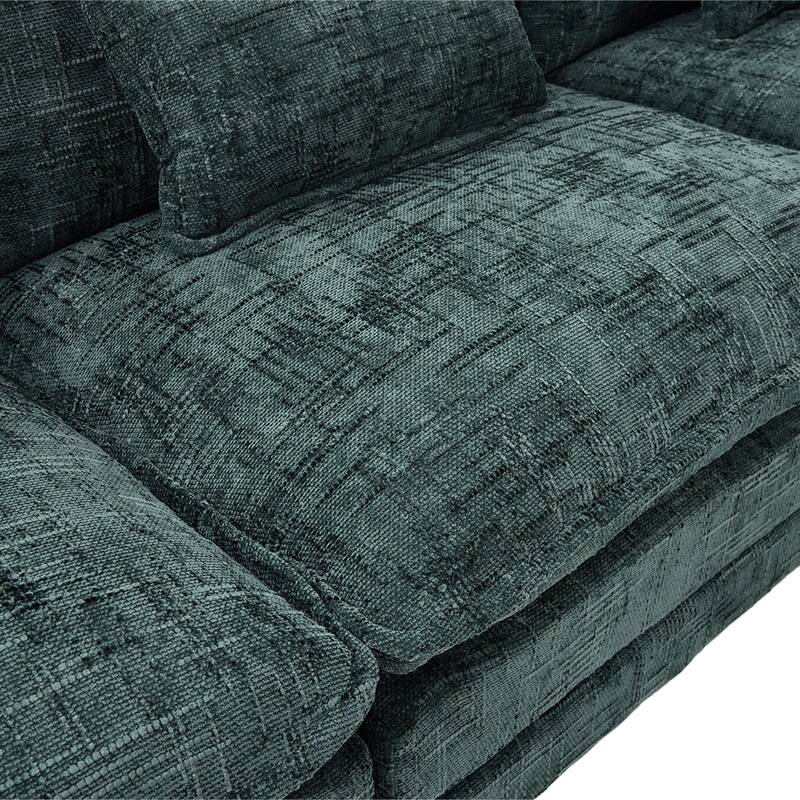 Modern Chenille Chaise Couch L-shaped Sectional Sofa with Storage Ottoman, Phone Holder, USB/Type-C Ports and Side Pockets