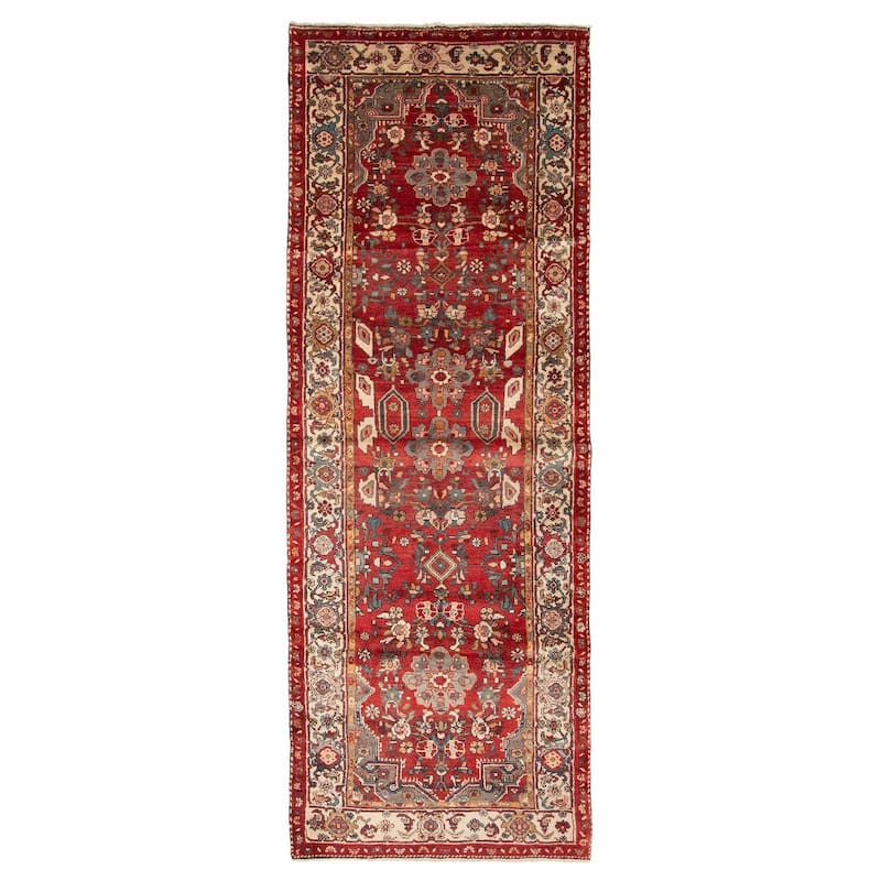 ECARPETGALLERY Hand-knotted Andelz Red Wool Rug - 3'10 x 10'8 - Red - 3'10 x 10'8