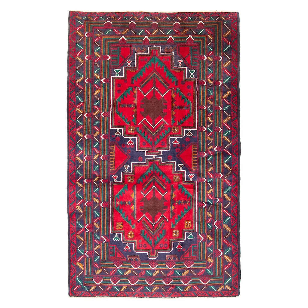 ECARPETGALLERY Hand-knotted Teimani Red Wool Rug - 3'10 x 6'7