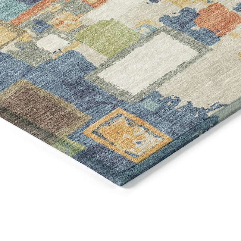 Machine Washable Indoor/ Outdoor Contemporary Geo Chantille Rug