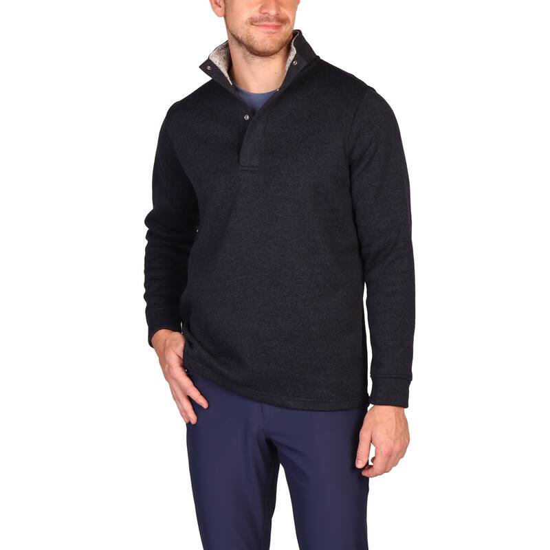 Tailorbyrd Men's Sweater Knit Snap Placket Pullover - Navy - M