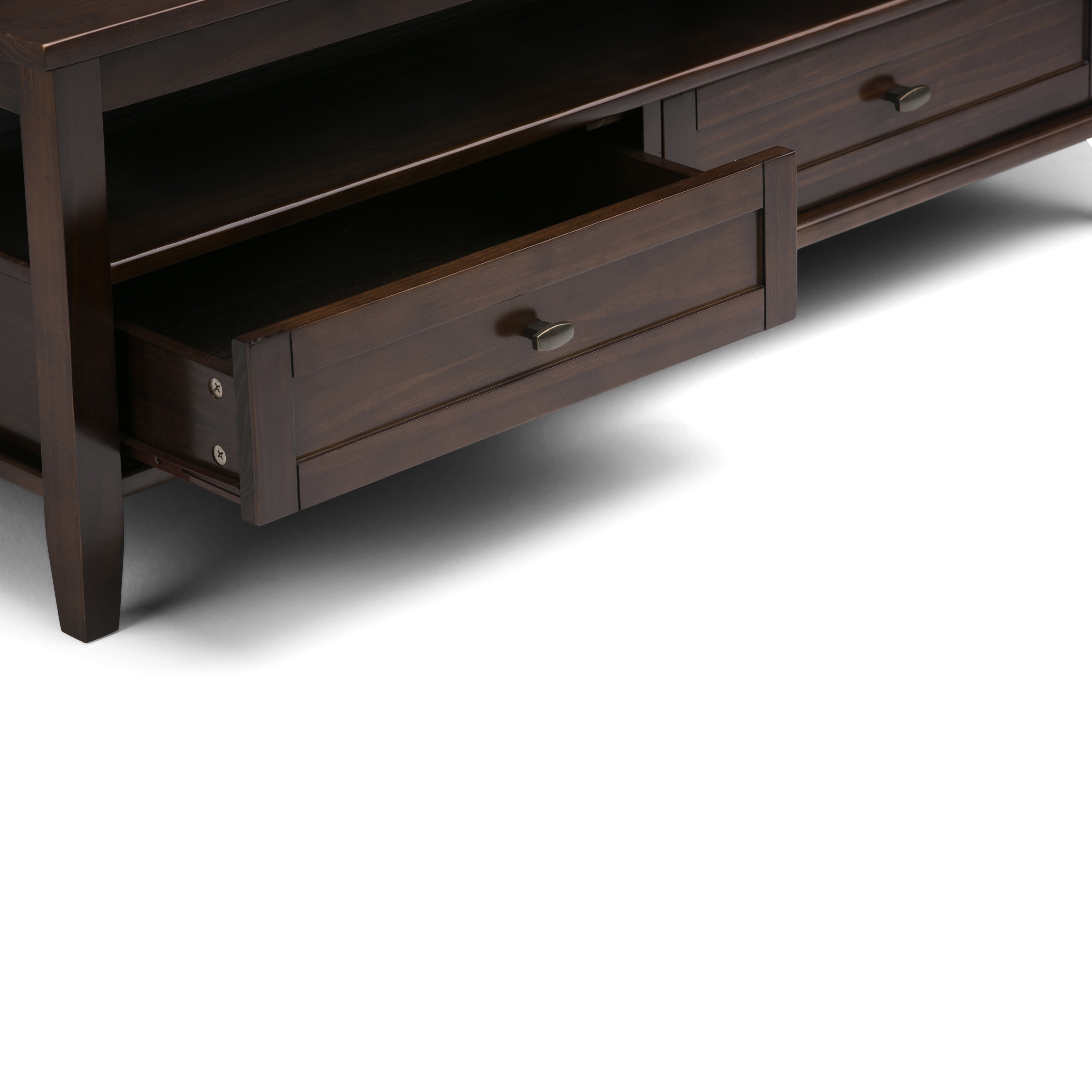 Warm Shaker Solid Wood 48 inch Wide Transitional Coffee Table in Black