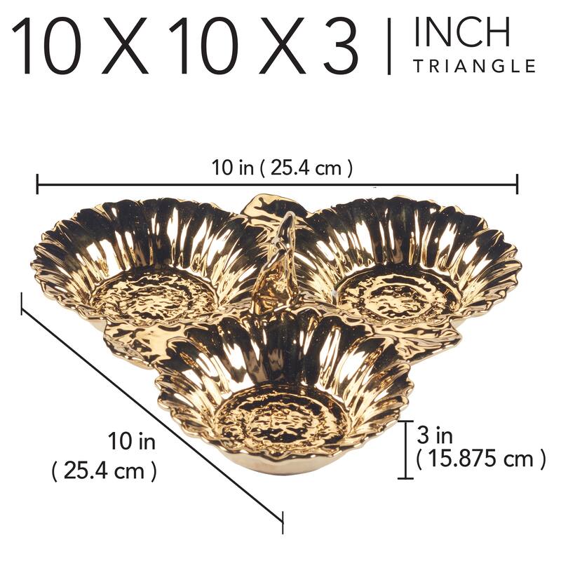 Certified International Gold Coast 3-D Sunflower 3 Section Server - 10" x 10" x 3"