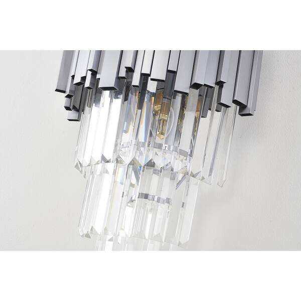3Light Satin Nickel Stainless Steel Wall Sconce With Clear Hanging