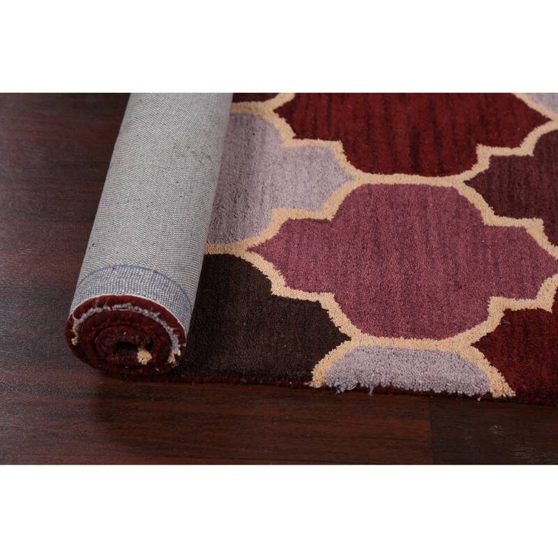 Modern Geometric Trellis Oriental Area Rug Hand-tufted Wool Carpet - 3'0" x 5'0"