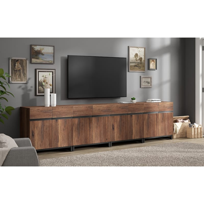 Modern TV Stand for TVs up to 120 inch, 4 in 1 TV Console with Adjustable Shelves, Media Console Table - 4 piece - Brown