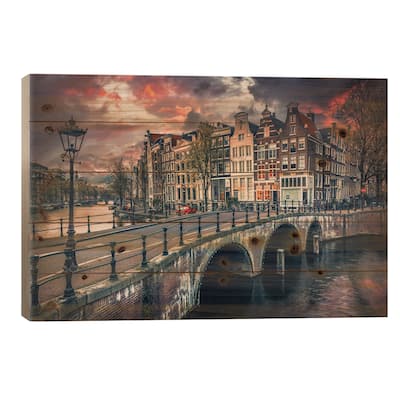 Amsterdam Print On Wood by Adrian Popan - Multi-Color