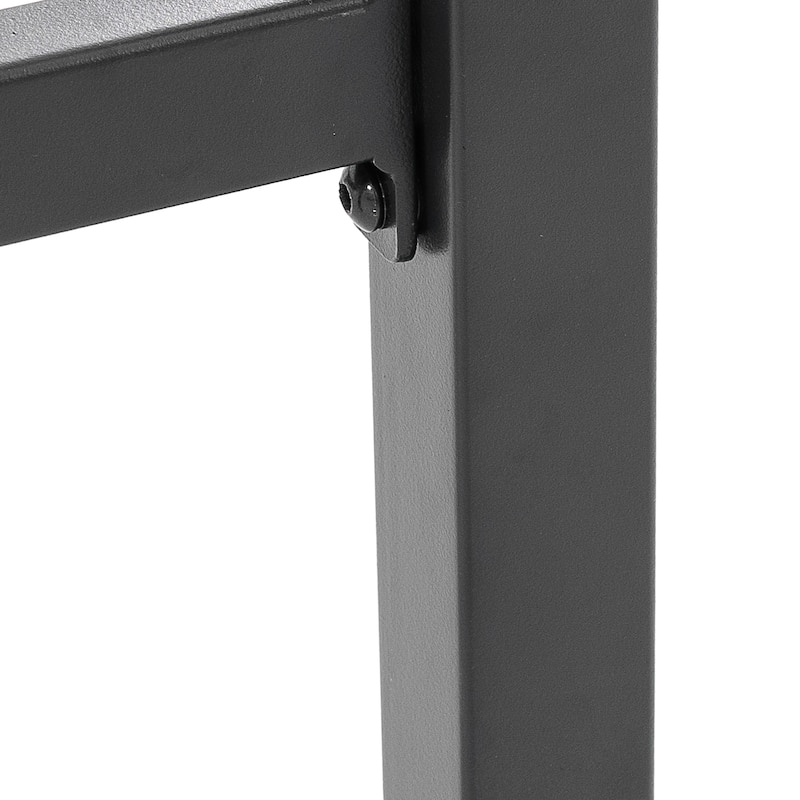 Outdoor Iron Rectangular Bar Table with 3D-Print Tempered Glass Tabletop, Black and Gray