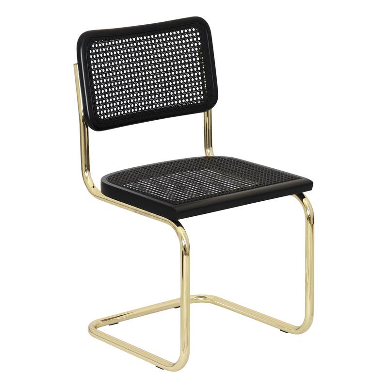 Breuer Chair Company Marcel Breuer Cesca Cane Cantilever Side Chair w/ Brass Steel Frame (Various Wood & Cane Colors)