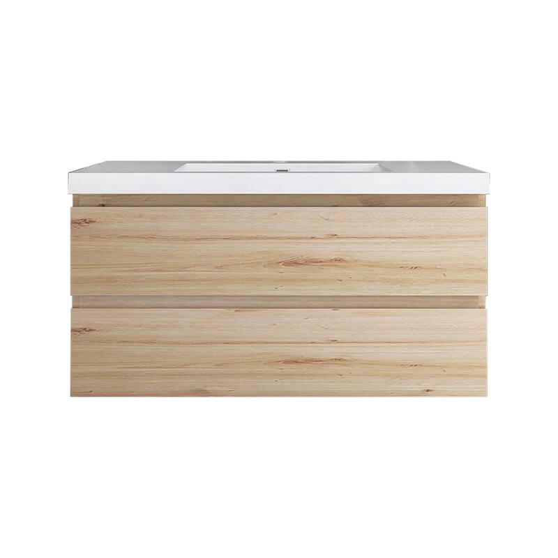 Floating Bathroom Vanity with Integrated Resin Top