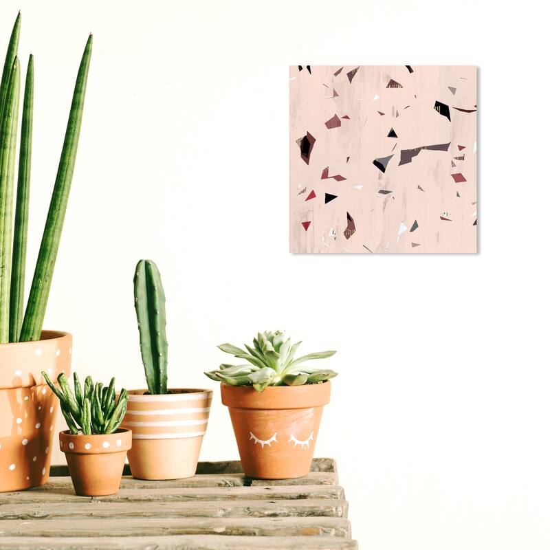 Wynwood Studio Canvas Abstract Tinted Terrazzo Cranberry III Pink and Light Pink Modern & Contemporary Wall Art Canvas Print - 12 x 12