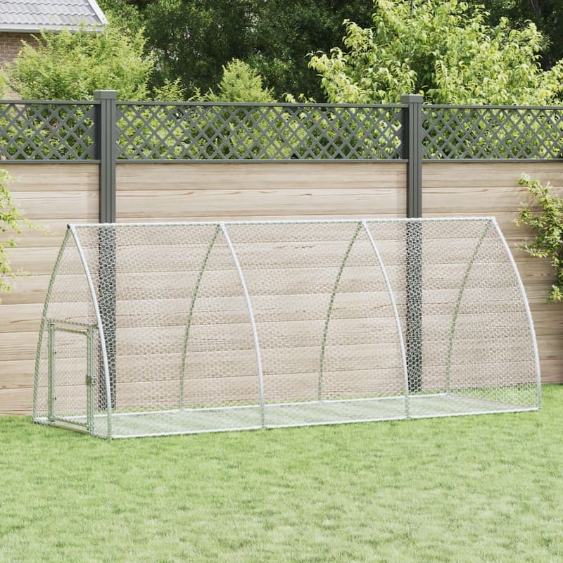 vidaXL Rabbit Hutch Bunny House Animal Enclosure Silver Galvanized Steel - 41.3" x 118.1" x 47.2"
