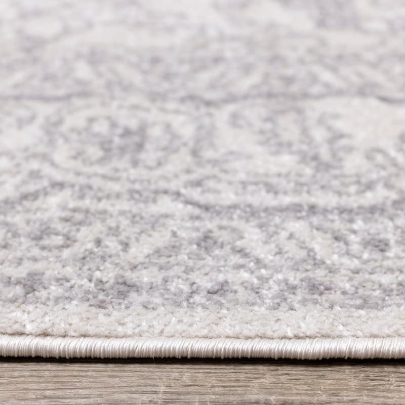 Flynn Collection - Grey/White Elegant Medallion Rug - 7'10" x 10'6"